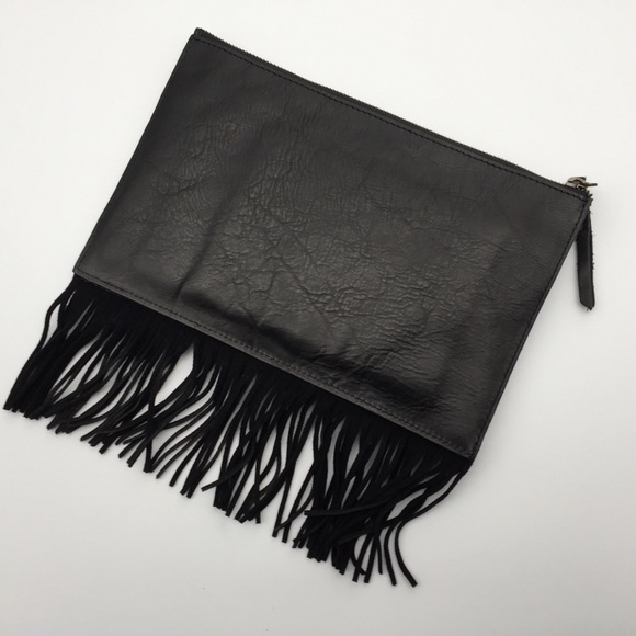 Madewell Handbags - Madewell suede fringed pouch clutch